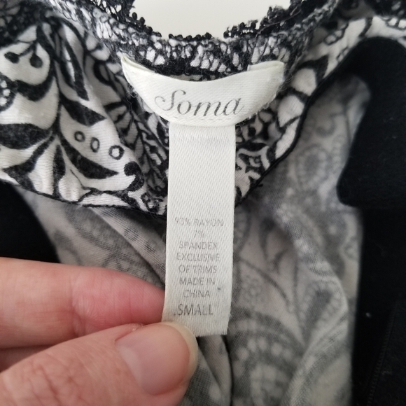 Soma Black and White Paisley Printed Sleep Romper Size S - Picture 5 of 12